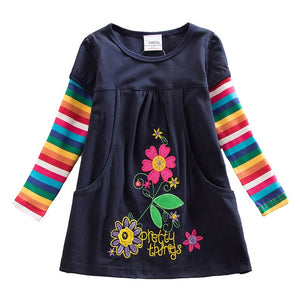 Long Sleeve Kids Flower Dresses