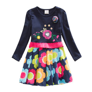 Long Sleeve Kids Flower Dresses