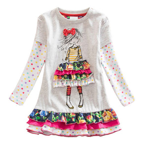 Long Sleeve Kids Flower Dresses