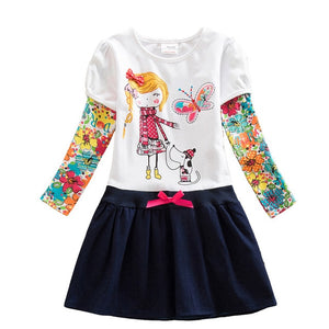 Long Sleeve Kids Flower Dresses