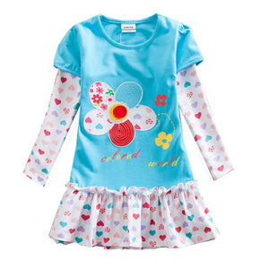 Long Sleeve Kids Flower Dresses