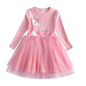 Long Sleeve Kids Flower Dresses