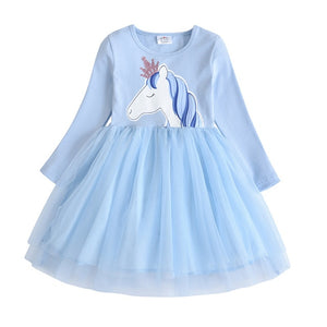 Long Sleeve Kids Flower Dresses