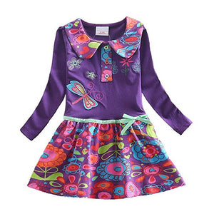 Long Sleeve Kids Flower Dresses